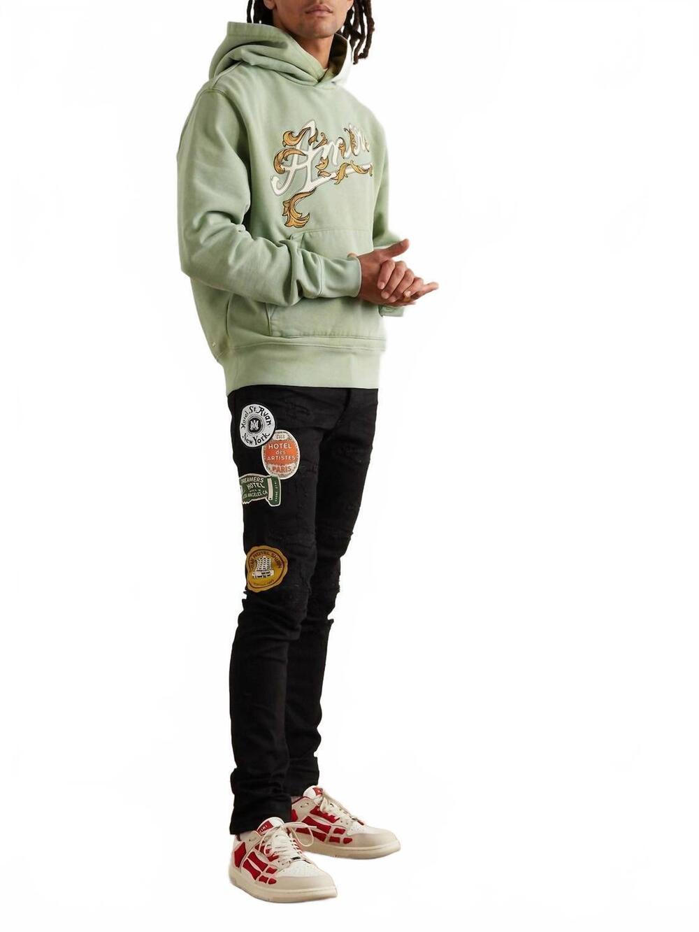 NEW AMIRI travel patch repair jeans in black